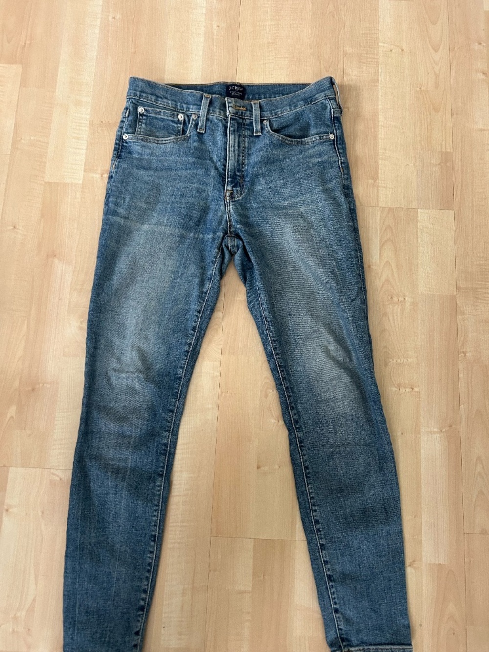 J.CREW 9" Mid-Rise Skinny Jeans Medium Indigo Wash Stretch Denim Size 28